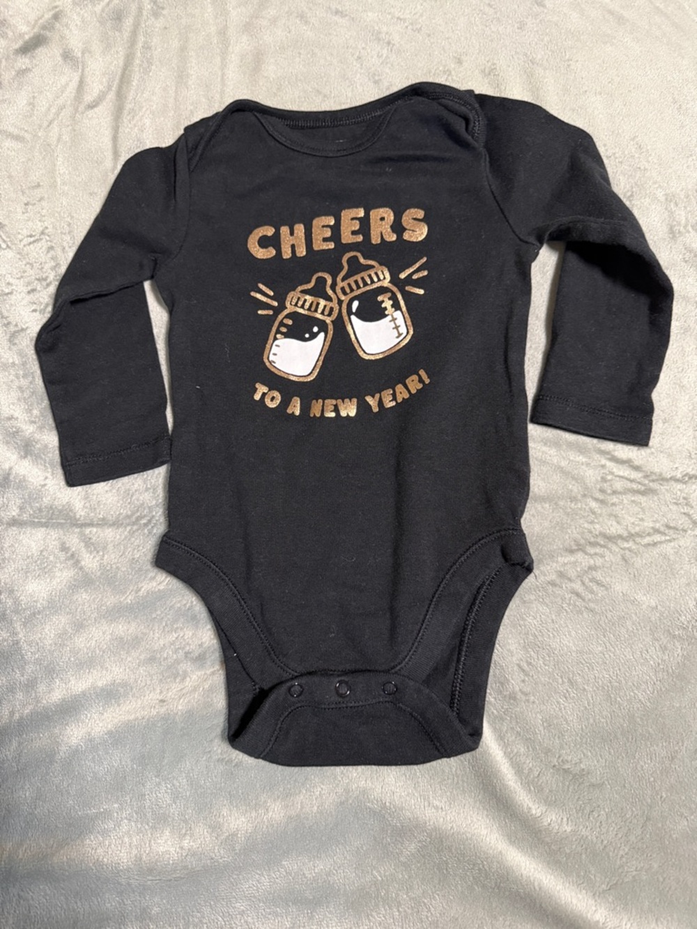 Old Navy Black 'Cheers to a New Year' Long-Sleeve Baby Bodysuit